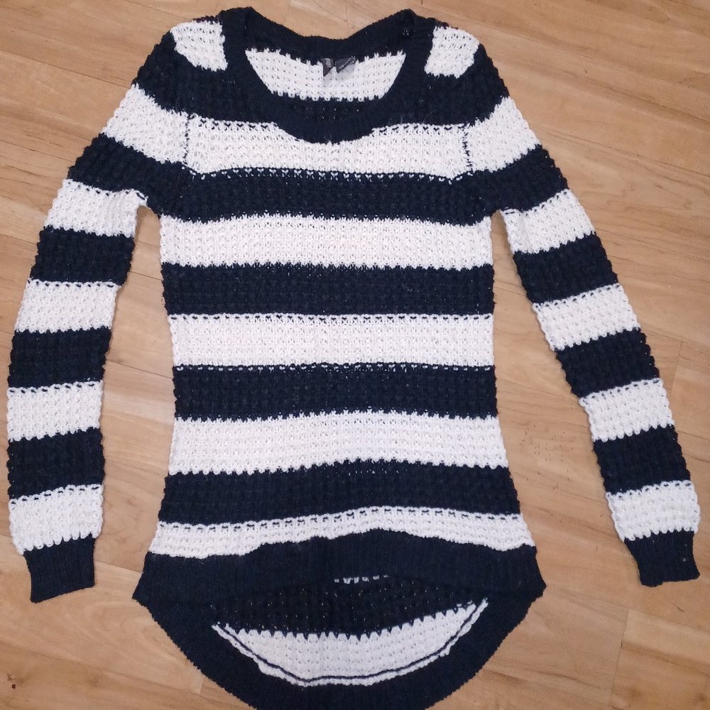 Black and white stripped sweater.